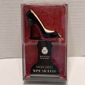 Wild Eye Designs Black Red High Heel Wine Stopper Fancy Shoe Lover Louboutin